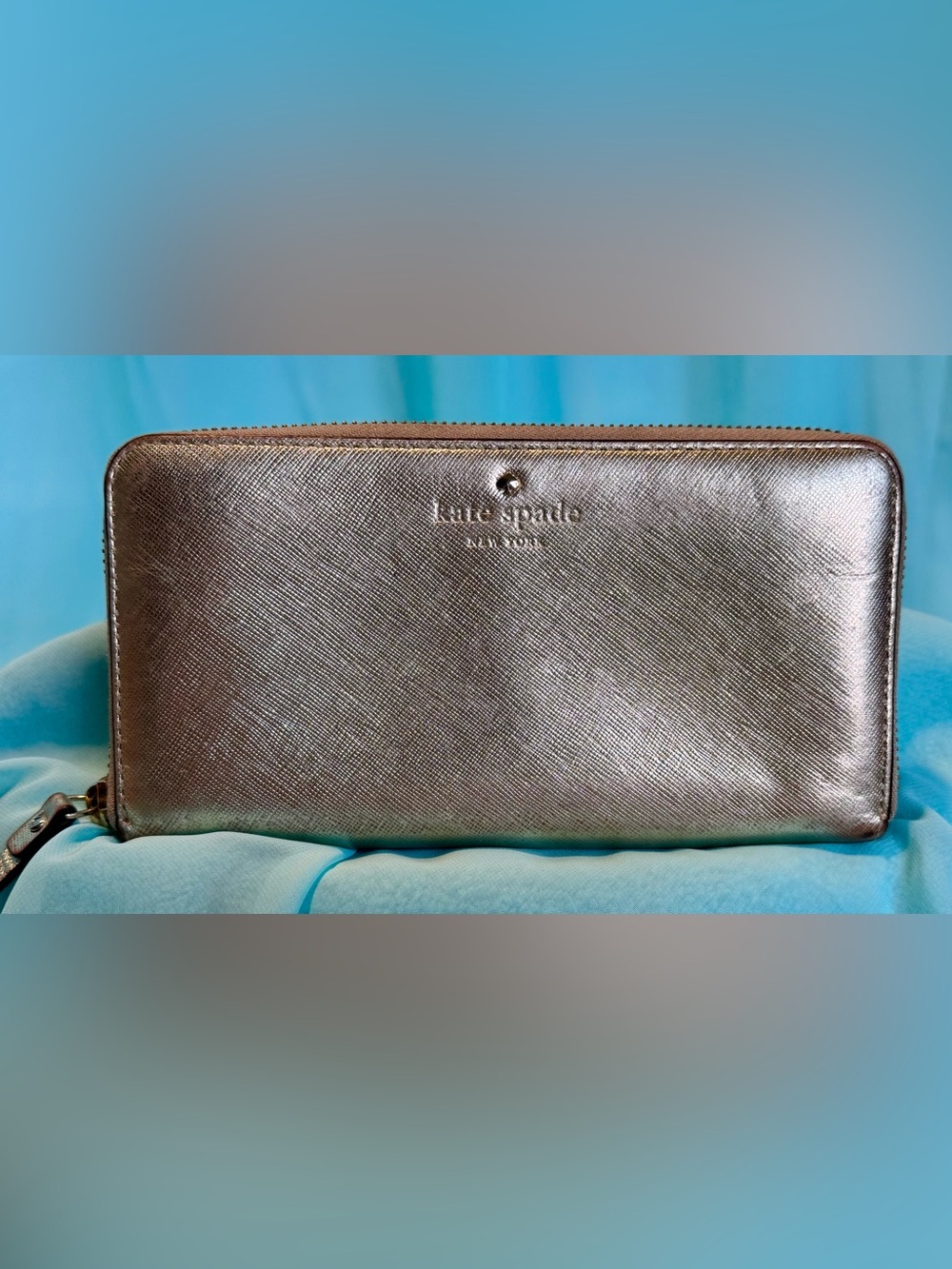 Kate Spade New York Gold Zip-Around Women's Wallet Credit Card